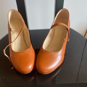 Brown block heel shoes